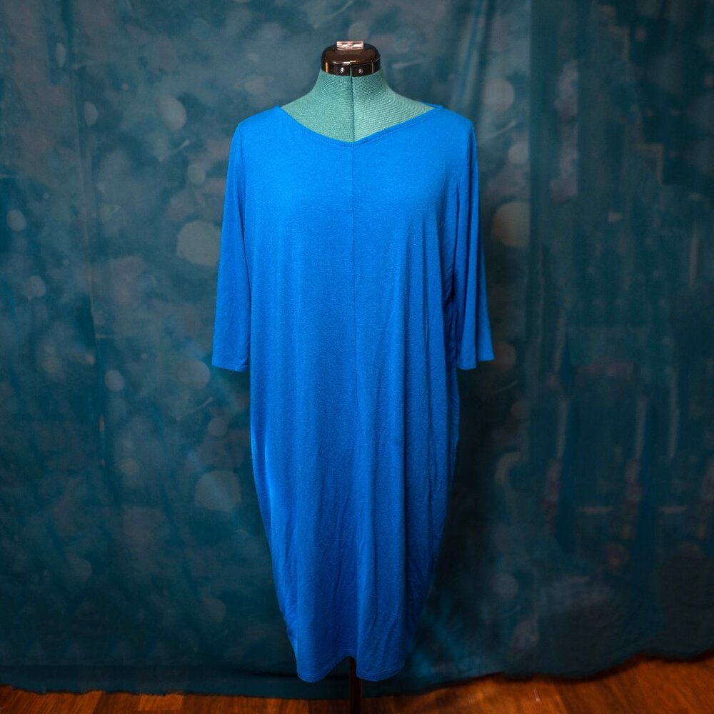 CLEARANCE Eileen Fisher Boxy Knit Shift Dress – Size M – Bold Blue